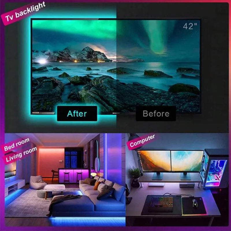 Led's a Bluetooth, APP e Controle / RGB LED Lights para TV e Luz De Fundo para quarto