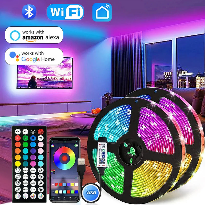 Led Strip Light / Led 5050 Rgb / Bluetooth, Wifi, App e Controle Remoto / Led luz quarto 1-10M